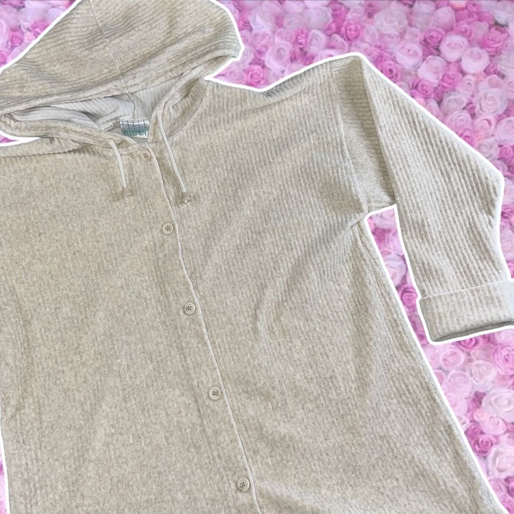Vintage Lagenlook Velvet Ribbed Hoodie Oversized Minimalist Grunge Artsy Casual